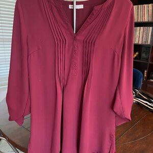 Women's Burgundy Blouse 3/4 sleeve